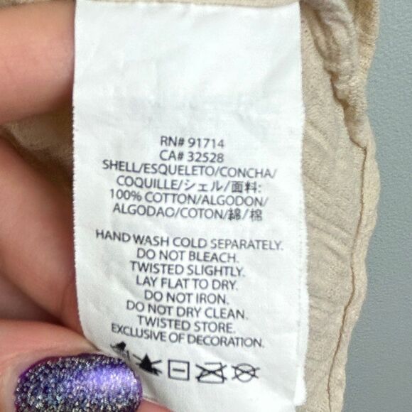 Armani Exchange Vintage Button Up Ruffle Top Sleeveless Blouse Cream Cotton S - Picture 8 of 8